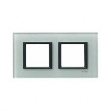 Plaque de finition 2 postes 2x2 M Verre Gris
