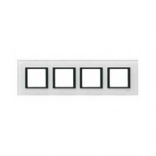 Plaque de finition 4 postes 4x2 M Verre Blanc