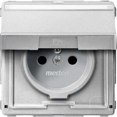 Prise de courant 2P+T avec volet - 16A/250 Vca - enjoliveur aluminium