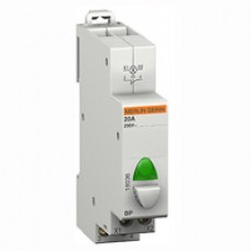 Bouton poussoir modulaire avec voyant BP gris voyant vert 110 à 230V 1 F