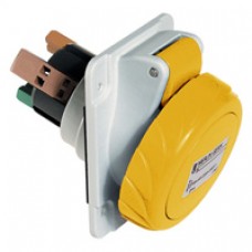 Socle de prise industrielle-coudée-16A-2P+T-100..130V CA-IP 67