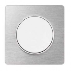 Plaque aluminium brossé avec liseré blanc 1 poste