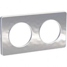 Plaque aluminium martelé liseré Blanc 2 postes horizontaux/verticaux 71 mm