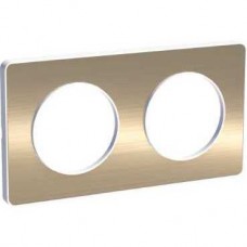 Plaque bronze brossé liseré Blanc 2 postes horizontaux/verticaux. 71 mm