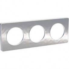 Plaque aluminium martelé liseré Blanc 3 postes horizontaux/verticaux 71 mm