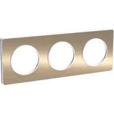 Plaque bronze brossé liseré blanc 3 postes horizontaux/verticaux 71 mm