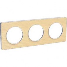 Plaque bois nordique liseré blanc 3 postes horizontaux/verticaux 71 mm