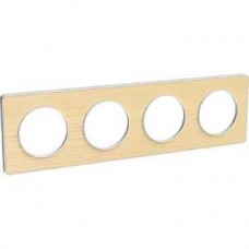 Plaque bois nordique liseré Blanc 4 postes horizontaux/verticaux 71 mm