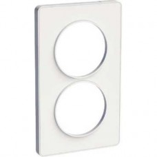 Plaque blanc 2 postes verticaux 57 mm