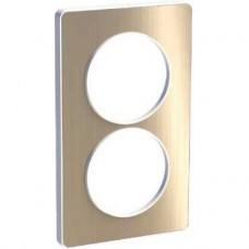 Plaque bronze brossé avec liseré blanc 2 postes verticaux 57 mm