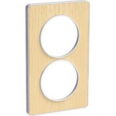 Plaque bois nordique avec liseré Blanc 2 postes verticaux 57 mm