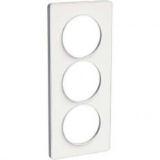 Plaque blanc avec liseré blanc 3 postes verticaux 57 mm