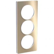 Plaque bronze brossé avec liseré blanc 3 postes verticaux 57 mm