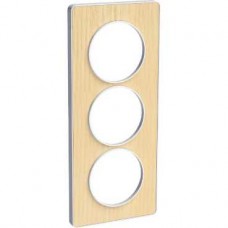 Plaque bois nordique avec liseré blanc 3 postes verticaux 57 mm