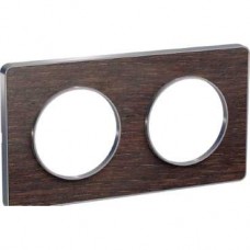 Plaque wenge avec liseré aluminium 2 postes horizontaux ou verticaux entraxe 71 mm