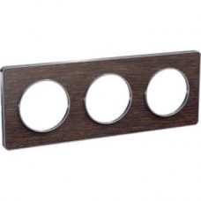 Plaque wenge avec liseré aluminium 3 postes horizontaux ou verticaux entraxe 71 mm