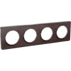 Plaque wenge avec liseré aluminium 4 postes horizontaux ou verticaux entraxe 71 mm