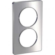 Plaque aluminium brossé liseré aluminium 2 postes verticaux entraxe 57 mm