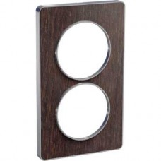 Plaque wenge avec liseré aluminium 2 postes verticaux entraxe 57 mm