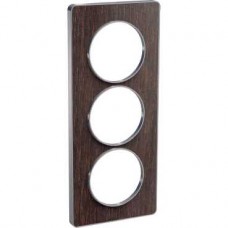 Plaque wenge avec liseré aluminium 3 postes verticaux entraxe 57 mm