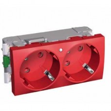 Prise bloc double allemand T 45 rouge lumineuse