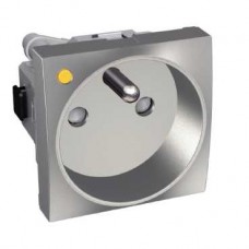 Prise 2P T ROTOCLIP lumineuse aluminium