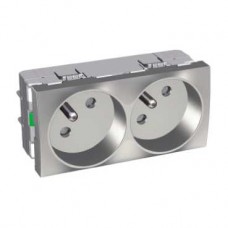 Prise double 2P T 45 aluminium