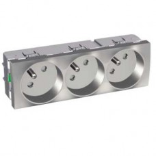 Prise triple 2P T 45 aluminium