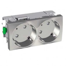 Prise double allemand 2 P T 45 aluminium