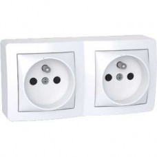 Prise de courant 2P + T connexion rapide avec cadre saillie blanc P