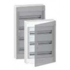 Coffret modulaire 3 rangées 18 modules encastré porte transparante