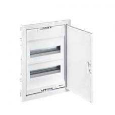 Coffret encastré - porte métal extra plate - 3 rangée - 36+6 mod-blanc RAL 9010