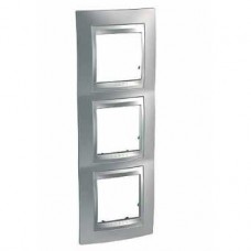 Plaque 6M triple vertical chrome satiné/Aluminium