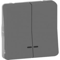 Double bouton poussoir lumineux LED - composable - IP55 IK07 - gris