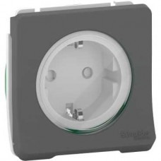 Prise 2P+T schuko - composable - IP55 - IK08 - connexion auto - gris 