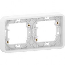 Cadre 2 postes horizontal - encastré - IP55 - IK08 - blanc