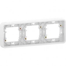Cadre 3 postes horizontal - encastré - IP55 - IK08 - blanc