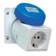 Socle de prise industrielle-coudée-16A-2P+T-200..250V CA-IP 67