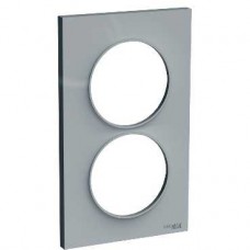 Plaque Gris 2 postes horizontaux ou verticaux entraxe 57mm