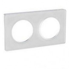 Plaque de finition Touch horizontal ou vertical 2 postes Translucide blanc avec liseré Blanc
