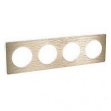 Plaque de finition Touch horizontal ou vertical 4 postes Bronze gougé avec liseré Blanc