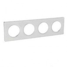 Plaque de finition Touch horizontal ou vertical 4 postes Translucide blanc avec liseré Blanc