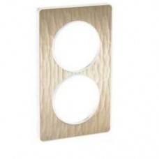 Plaque de finition Touch vertical 2 postes Bronze gougé avec liseré Blanc
