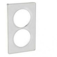 Plaque de finition Touch vertical 2 postes Translucide blanc avec liseré Blanc