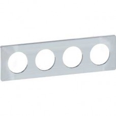 Plaque de finition support blanc 4 postes entra.71 mm -Vert d'eau