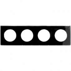 Plaque de finition support blanc 4 postes entra.71 mm -Noir 