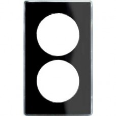 Plaque de finition support blanc 2 postes entra.57 mm - noir