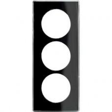 Plaque de finition support blanc 3 postes entra.57 mm - Noir 