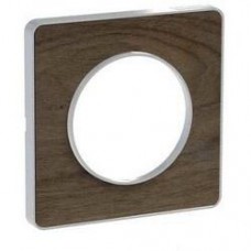 Plaque de finition Touch 1 poste Noyer gris flanelle avec liseré aluminium 