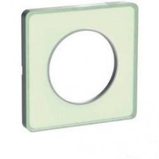 Plaque de finition Touch 1 poste vert Translucide avec liseré aluminium 